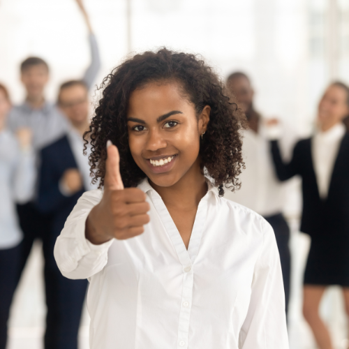 Illustrasjon fornøyde ansatte med løsning fra Profilioo